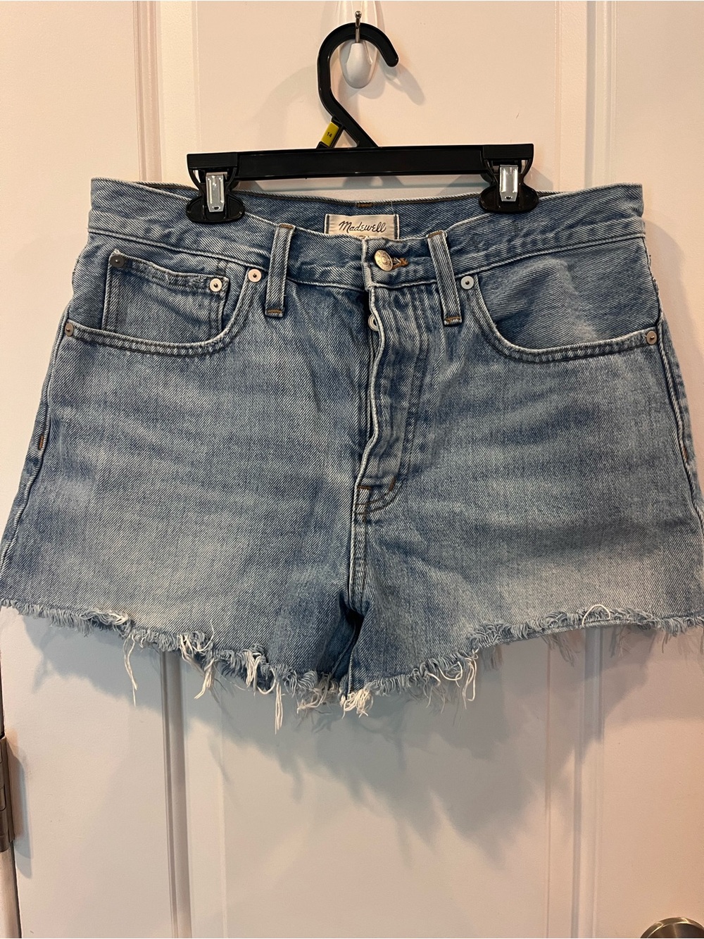 Madewell Light Wash Frayed Hem Denim Shorts - Picture 1 of 2